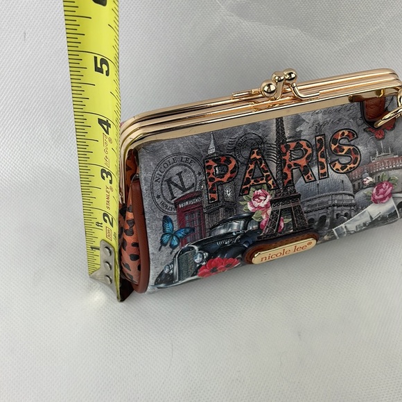 Nicole Lee PARIS Cute Multi color Vegan Leather Kiss Lock Wristlet Bag - Picture 9 of 9